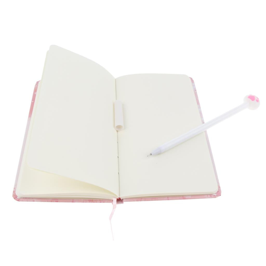 Cute Kitten Hardcover Writing Notebook Pack with Gel Pen #2 Cherry Blossom