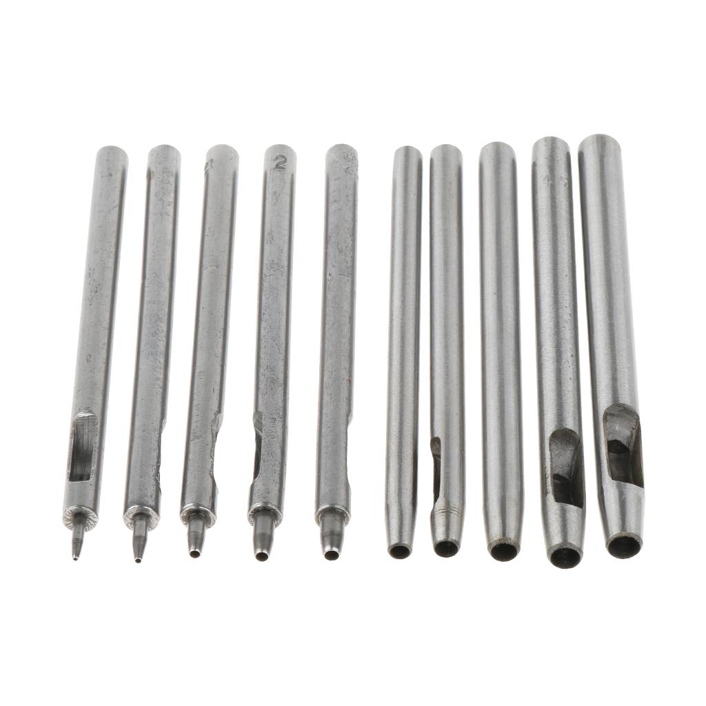 10 Pieces Carbon Steel Hollow Punch Set Leather Hole Punch Puncher 0.5-5mm