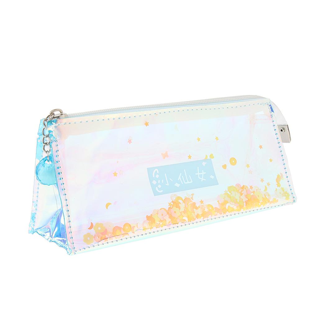 Shiny Transparent Pencil Bag Pen Holder Stationery Storage Organizer #3