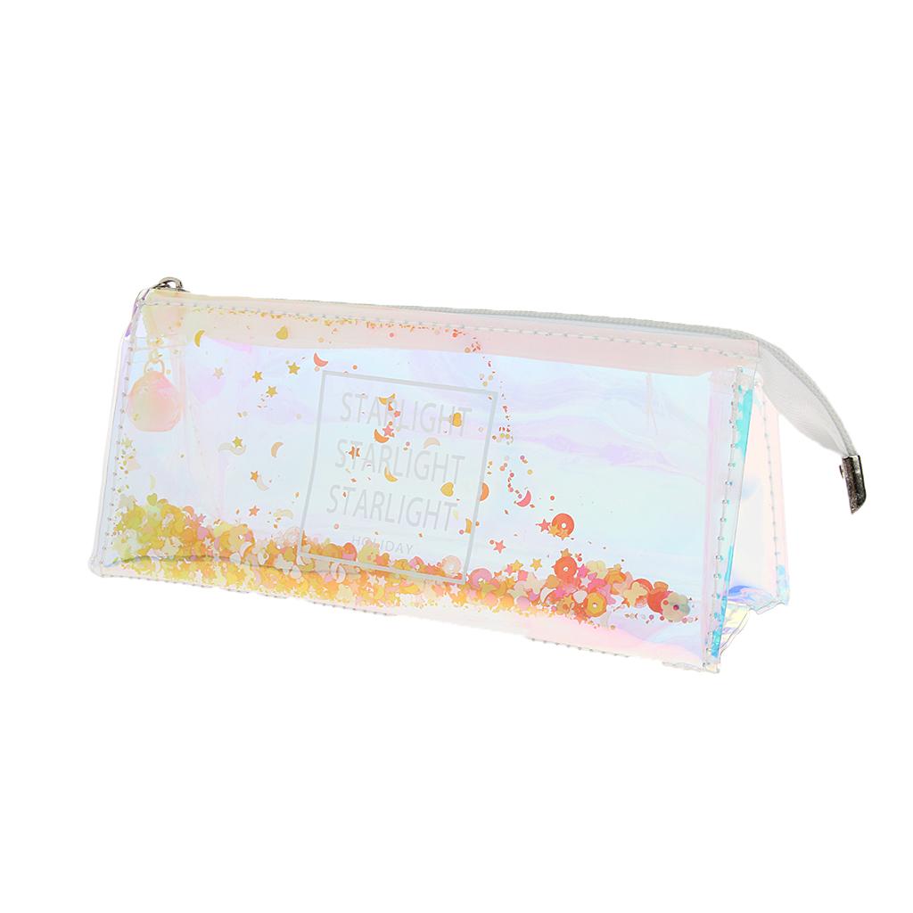 Shiny Transparent Pencil Bag Pen Holder Stationery Storage Organizer #4