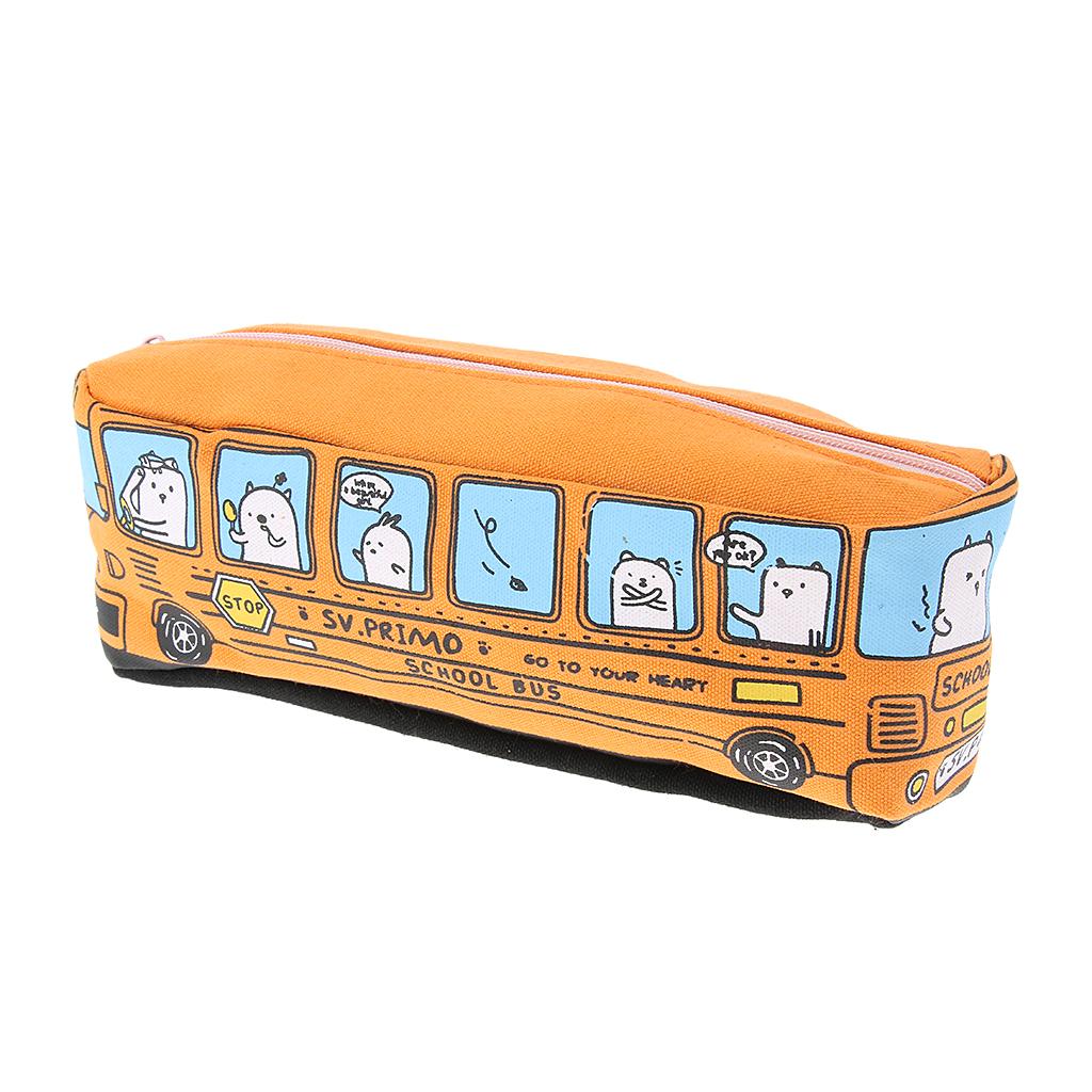 Creative Bus Pencil Bag Pen Holder Stationery Storage Organizer Orange