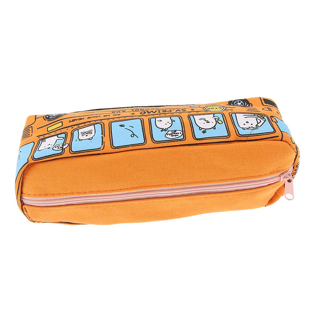Creative Bus Pencil Bag Pen Holder Stationery Storage Organizer Orange