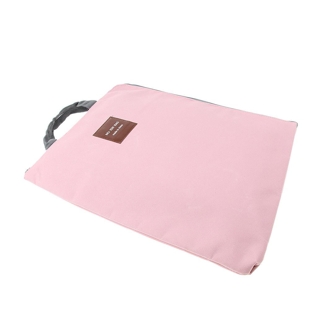 Nylon A4 File Folder Document Bag Business File Storage Organizer  Pink