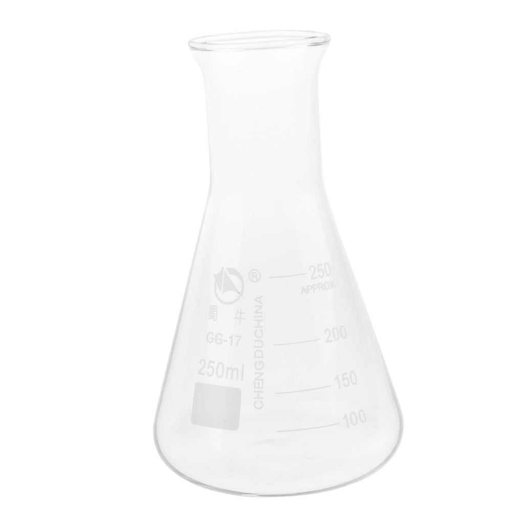 Laboratory Graduated Borosilicate Glass Conical Flask Erlenmeyer Flask 250mL