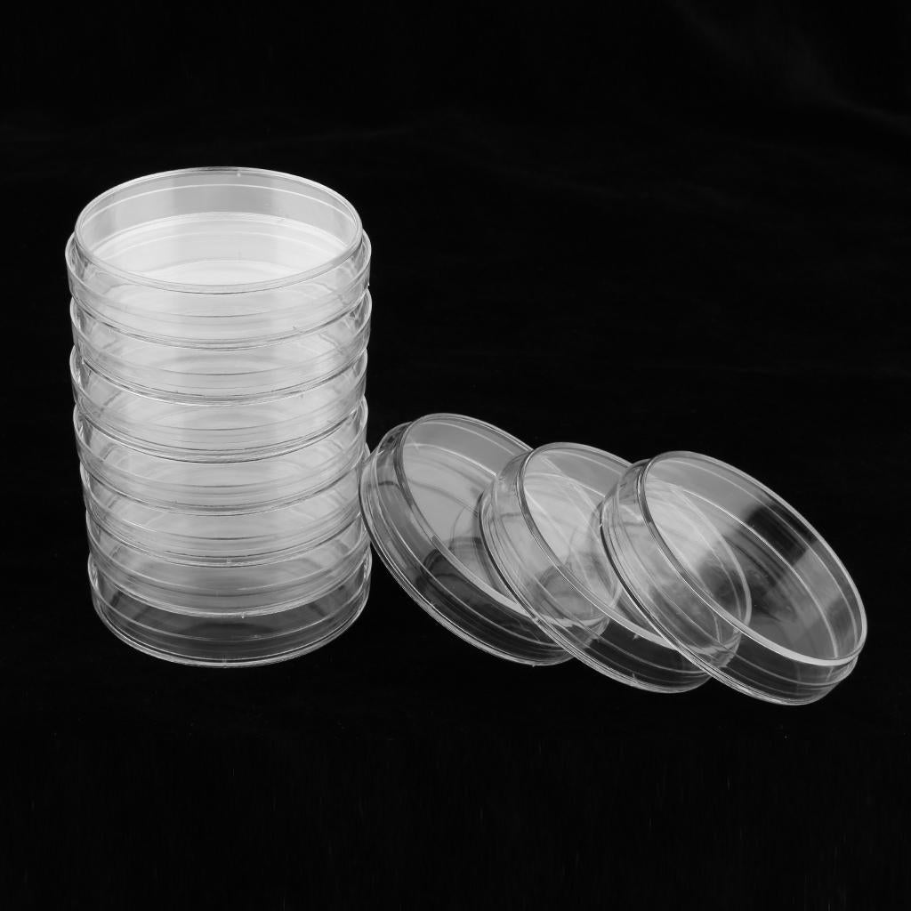 10Sets Petri Dishes Plastic Sterile Cell Tissue Culture Dishes w/ Lids 90mm