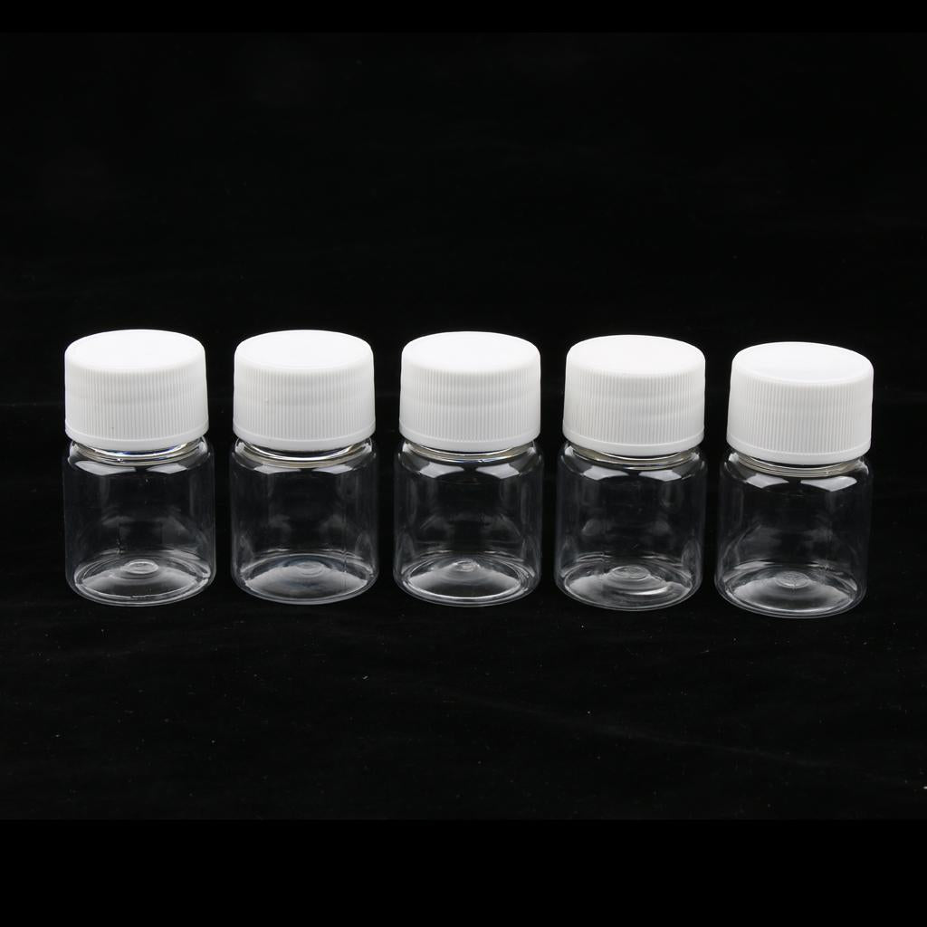 5 Pieces Lab Liquid Sampling Sample Bottles Vials with Screwcap Clear 30mL