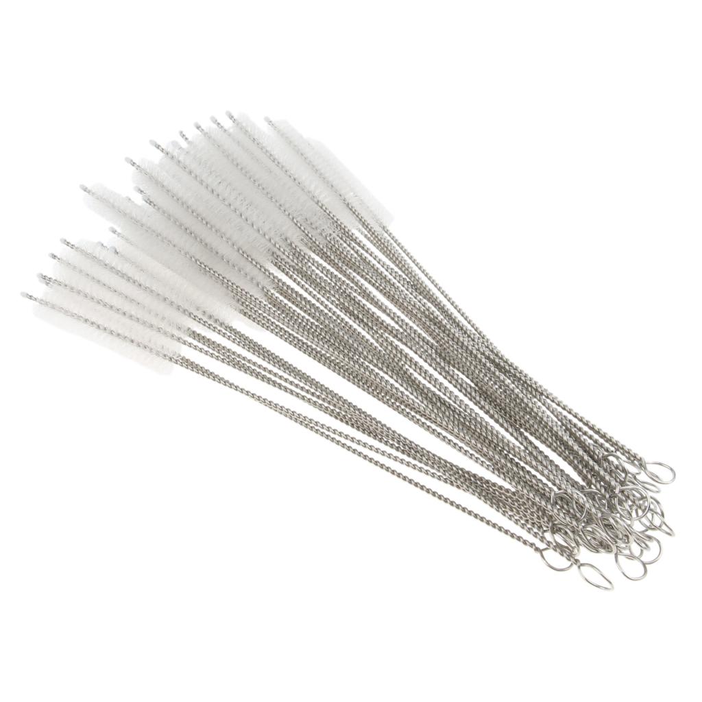 50 Pieces Stainless Steel Drinking Straw Cleaning Brushes Cleaner 200mm