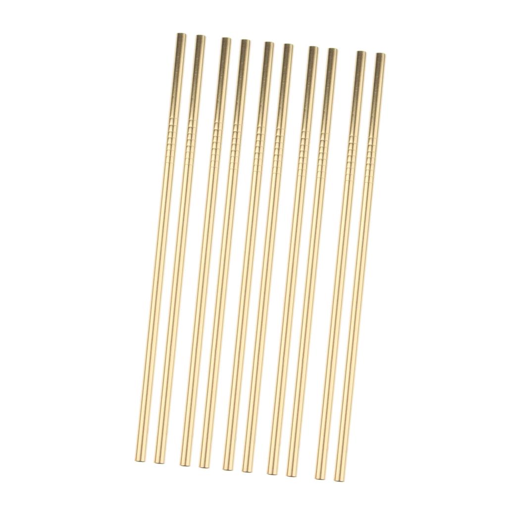 10 Pieces Reusable Metal Stainless Steel Drinking Straws Straight Gold