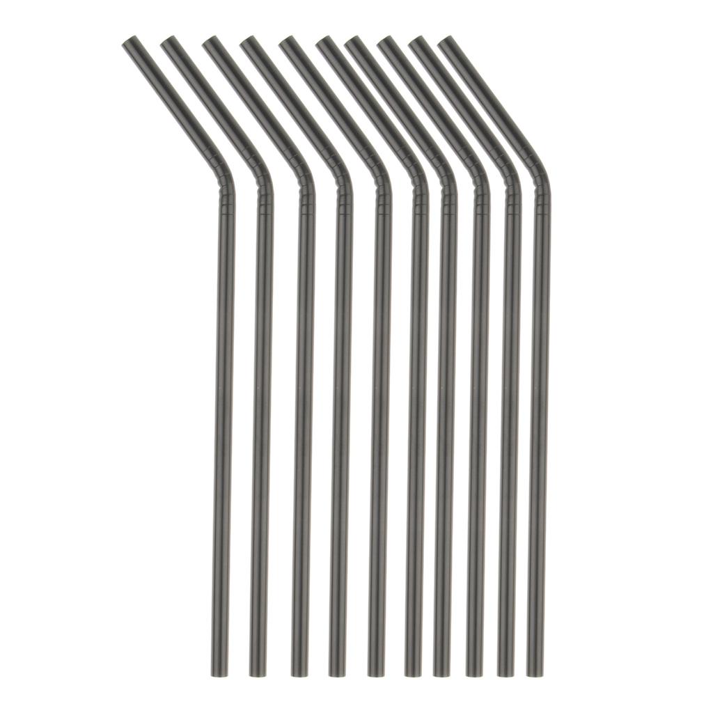 10 Pieces Reusable Metal Stainless Steel Drinking Straws Curved for Cup