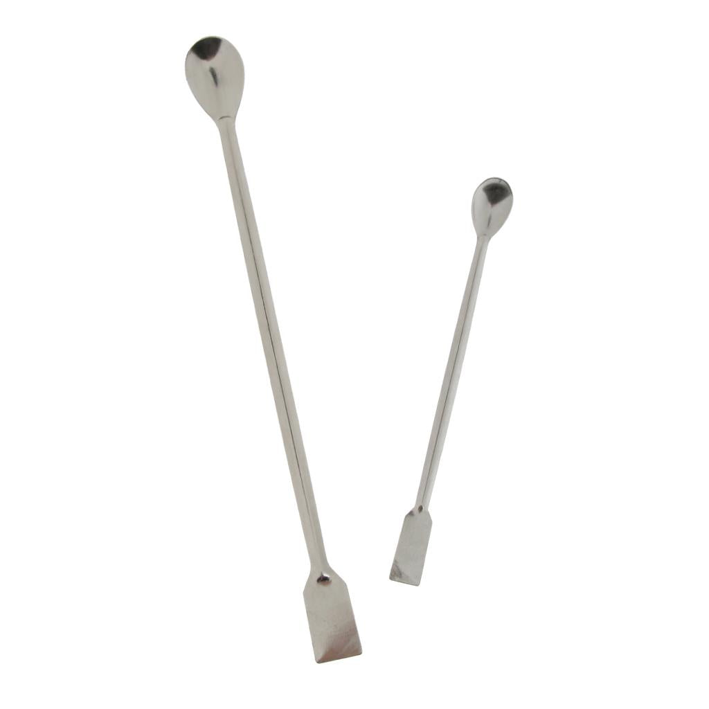 2xDouble-end Stainless Steel Dispensing Spoon/Spade Lab Scrapers 20cm