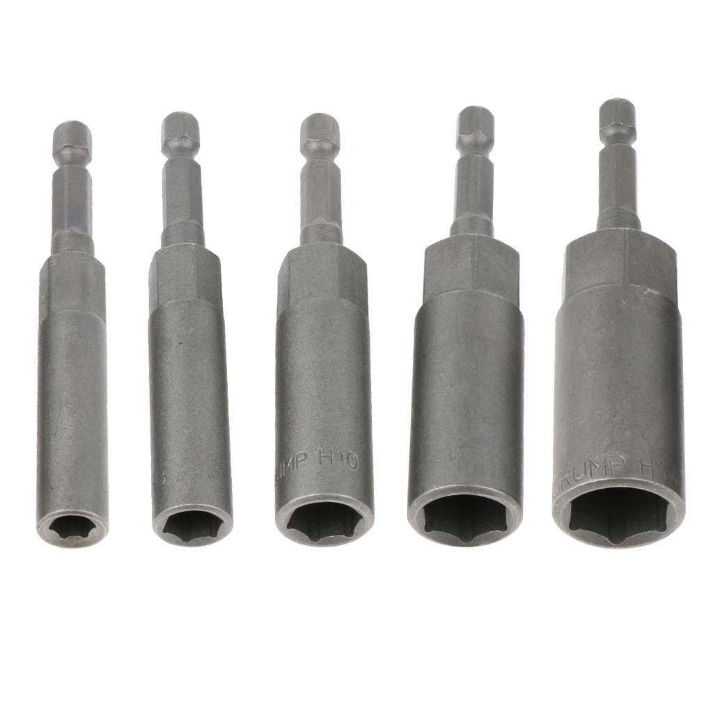 5pcs Socket Bit Adapter Drill Nut Driver Power Extension Bars Set 1/4'' Heavy Duty