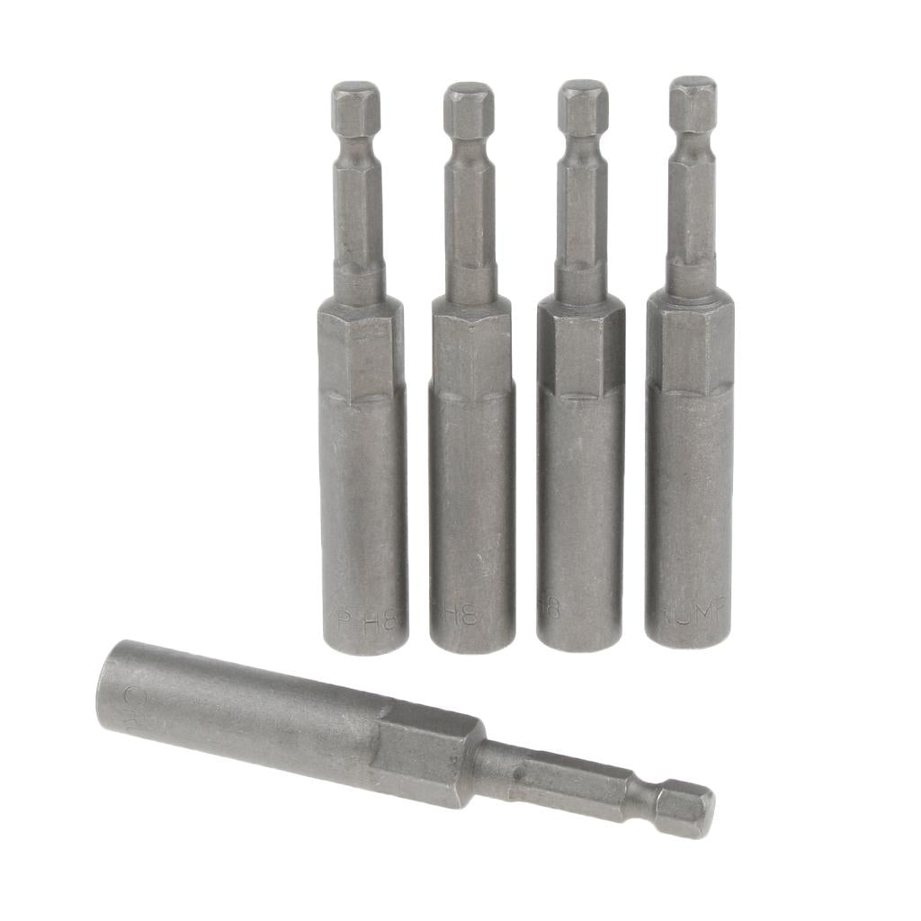 5Pcs Socket Adapter Set Driver Hex Shank Impact Drill Bits 1/4'' Shank 8mm Heavy Duty