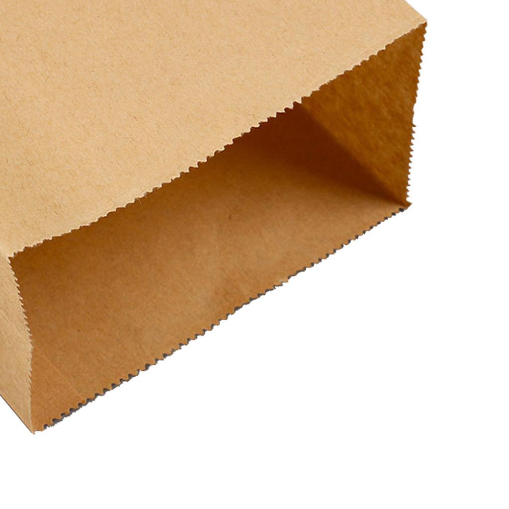 100 Pcs Kraft Paper Food Packing Bags Unwaxed Oilproof Takeout 13x8x24cm