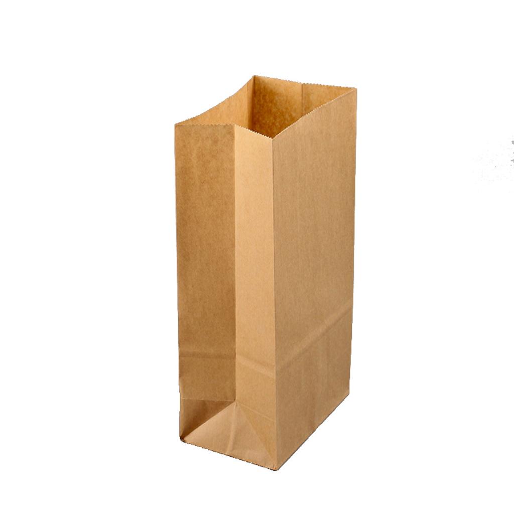 100 Pcs Kraft Paper Food Packing Bags Unwaxed Oilproof Takeout 13x8x24cm