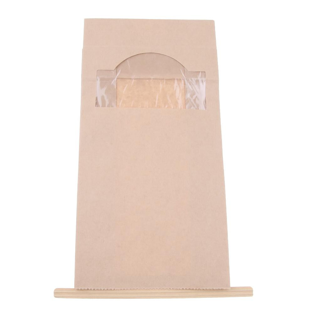 25 Pieces Resealable Kraft Paper Packaging Bag Bakery Bags Food Storage Pouch Window