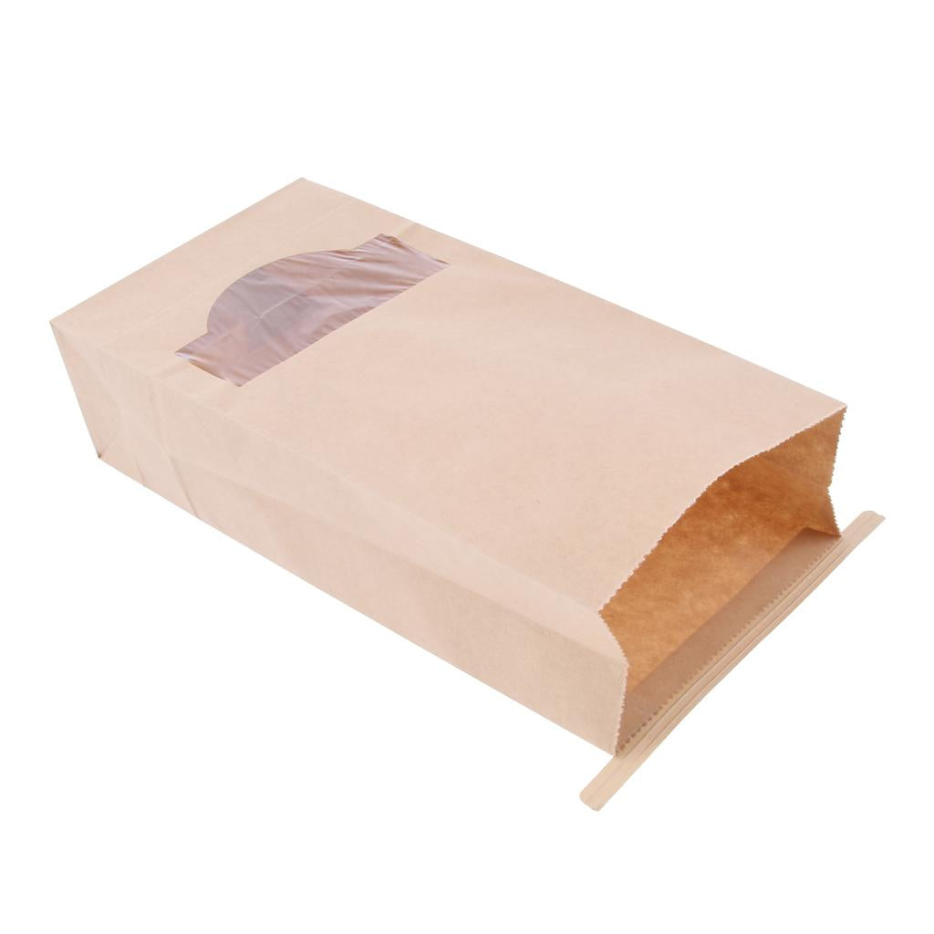 25 Pieces Resealable Kraft Paper Packaging Bag Bakery Bags Food Storage Pouch Window