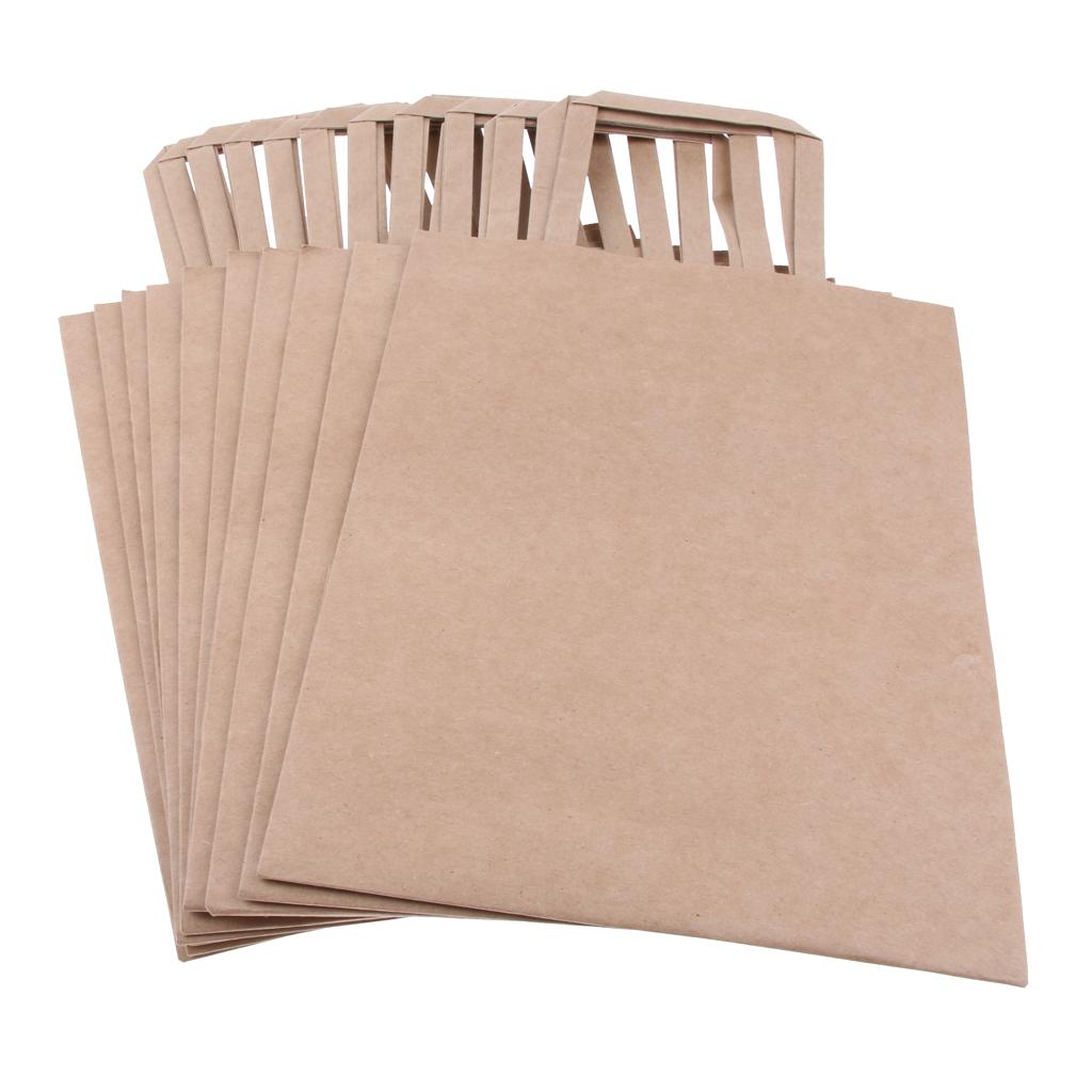 10 Brown Kraft Paper Bags Food Carrier Takeaway with Handles 207*110*270 mm