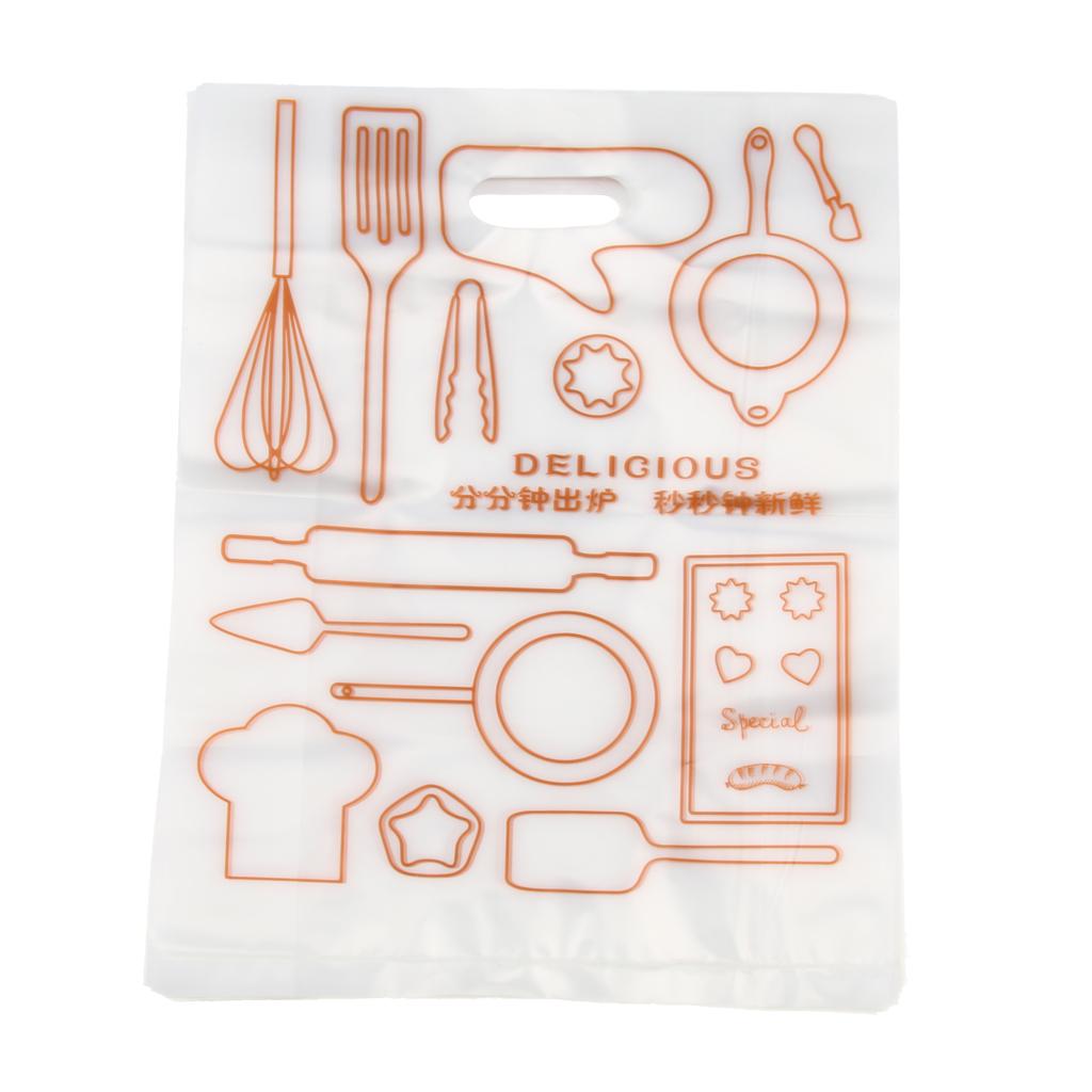 100 Pcs Plastic Food Packing Bags Unwaxed Oilproof Takeout Take-away 25x33cm