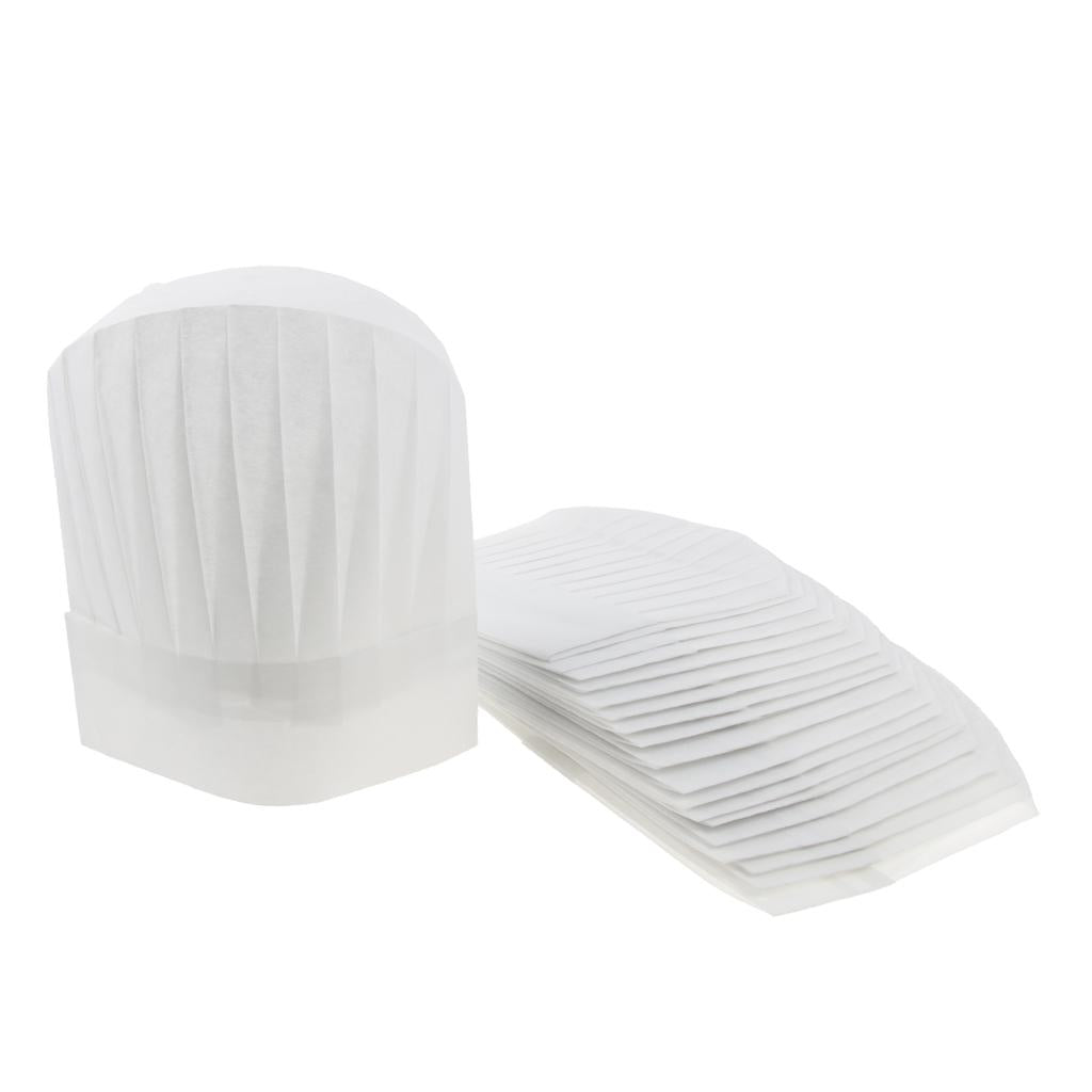 20x Disposable Chef Hat Cook Cap Baker Food Serving White Round 9 Inch