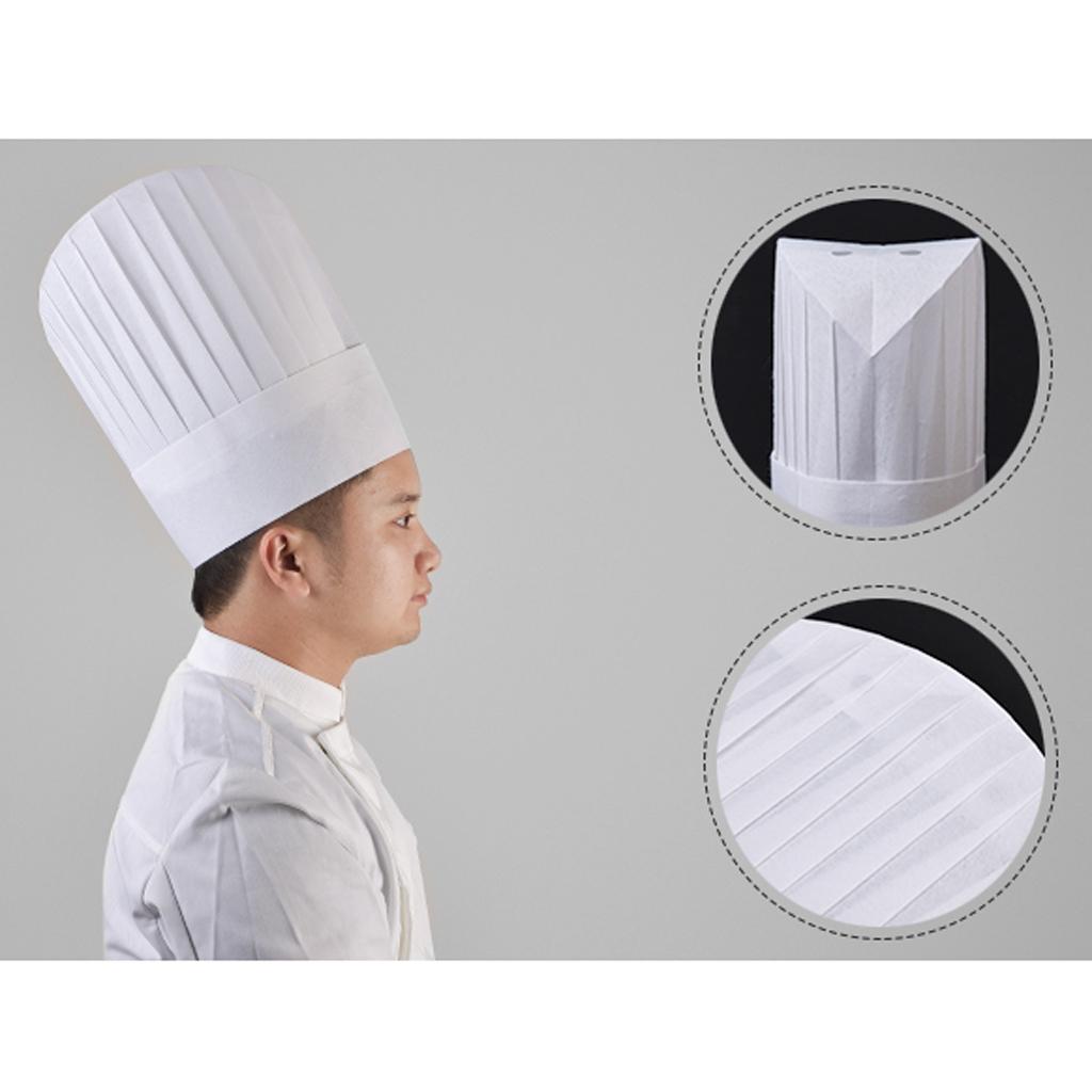 20x Disposable Chef Hat Cook Cap Baker Food Serving White Round 9 Inch