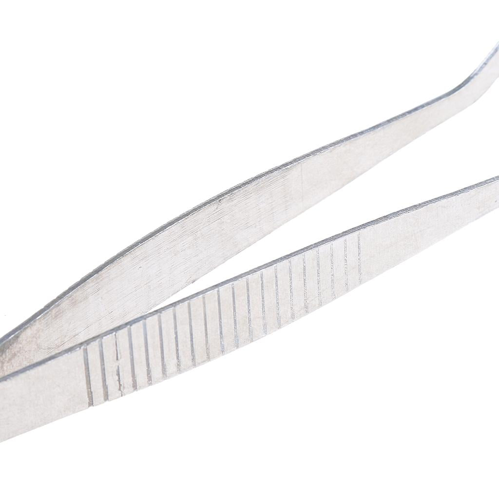 Curved Round Stainless Steel Tweezers 12 Cm / 4.7 Inch Laboratory for every highly detailed work repairing and crafting