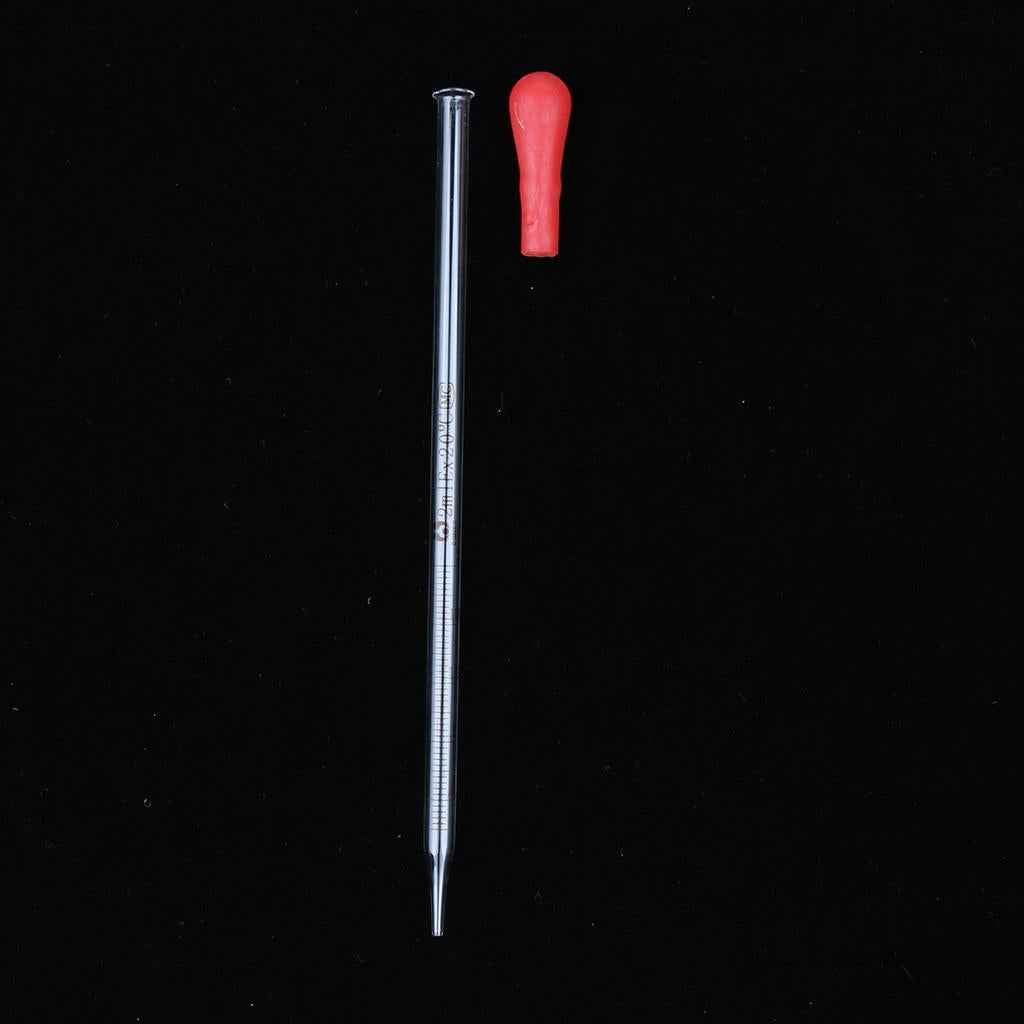 Glass Graduated Pipette with Rubber Cap Lab Chemistry Dropper Dispensing 2mL