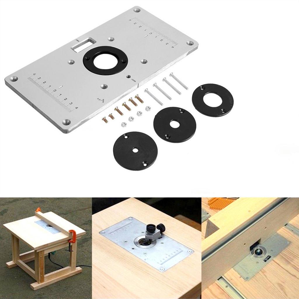 General Aluminum Router Table Insert Plate with 4pcs W/Rings Screws