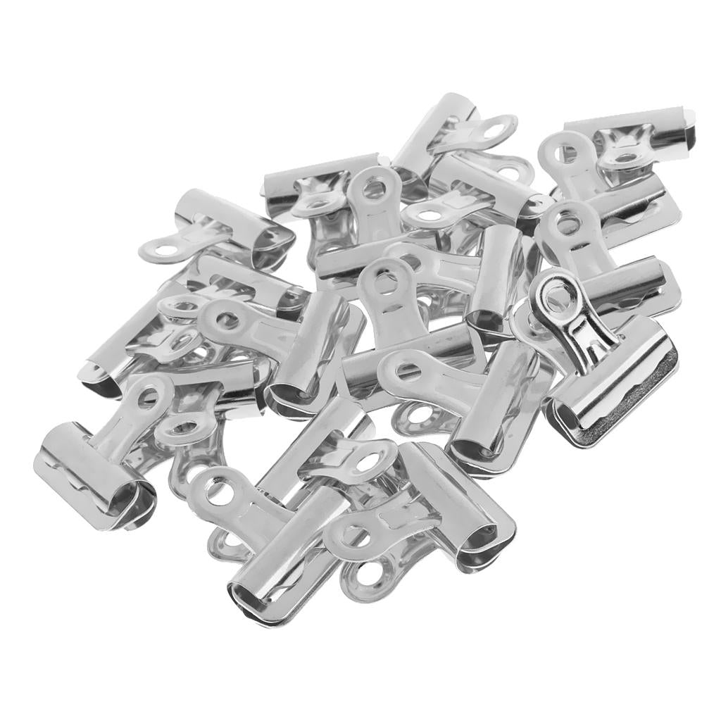 20pcs 32mm Metal Binder Clips Bulldog Clips for Office Supplies -Silver