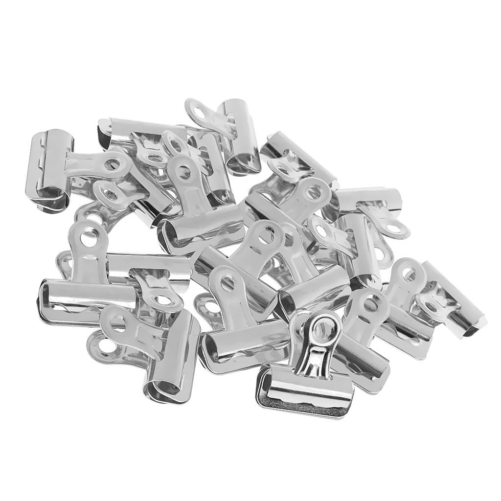 20pcs 32mm Metal Binder Clips Bulldog Clips for Office Supplies -Silver