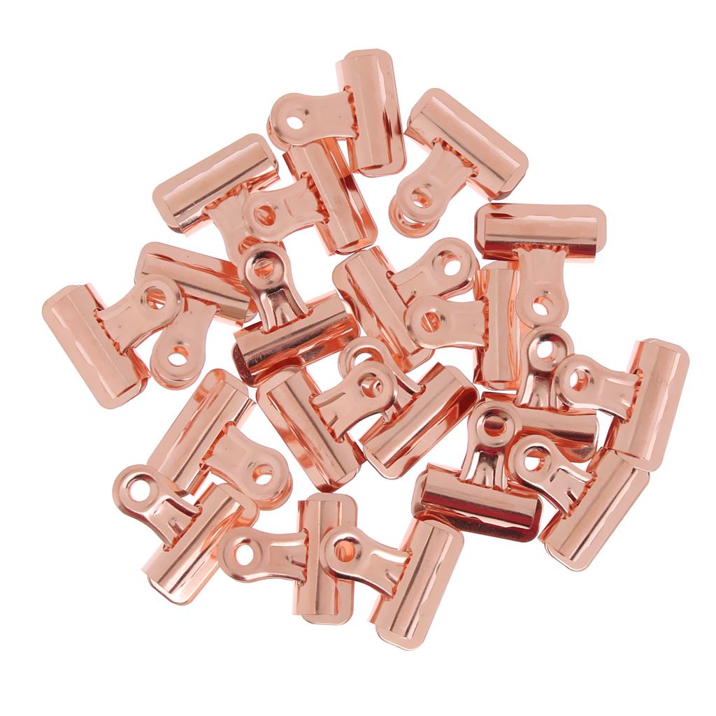 20 Pieces 25mm Metal Bulldog Clips Letter Grip Clips Office Supply -Rosy Red