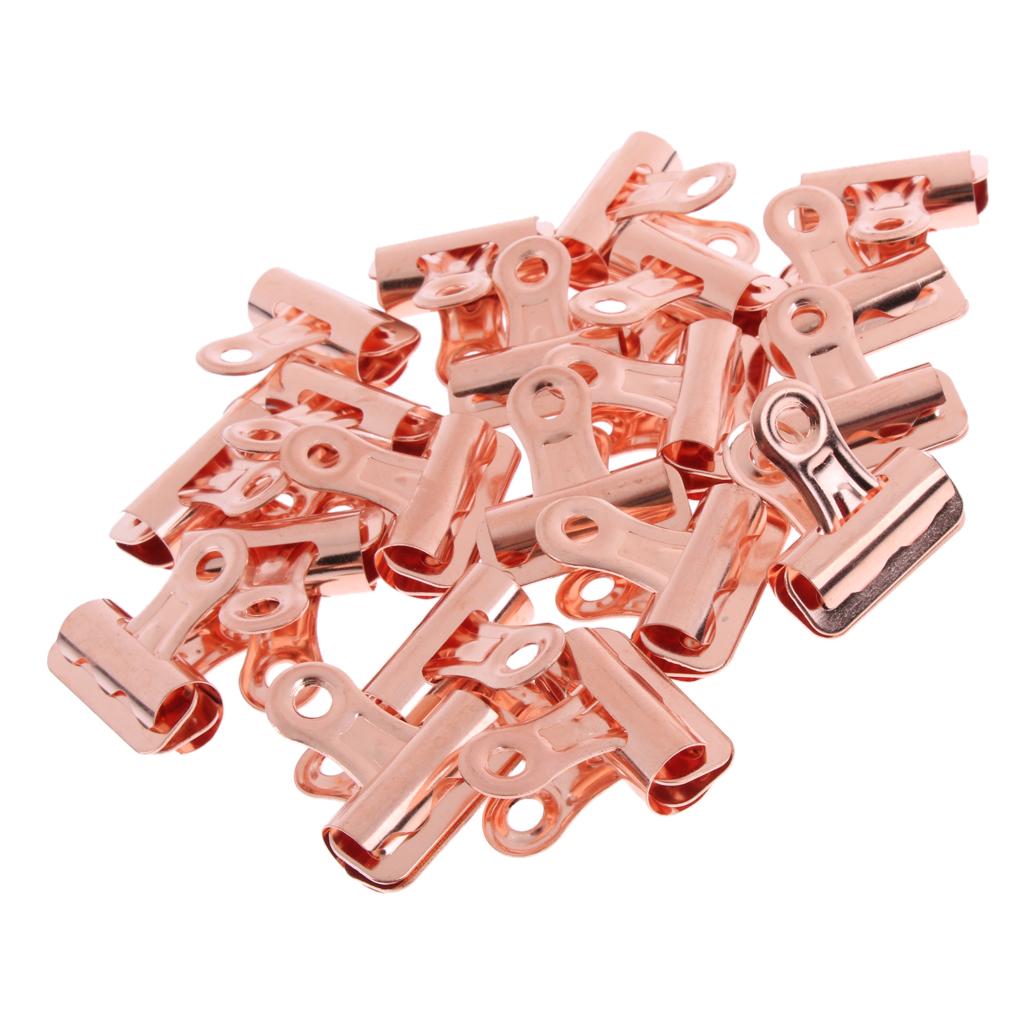 20 Pieces 25mm Metal Bulldog Clips Letter Grip Clips Office Supply -Rosy Red