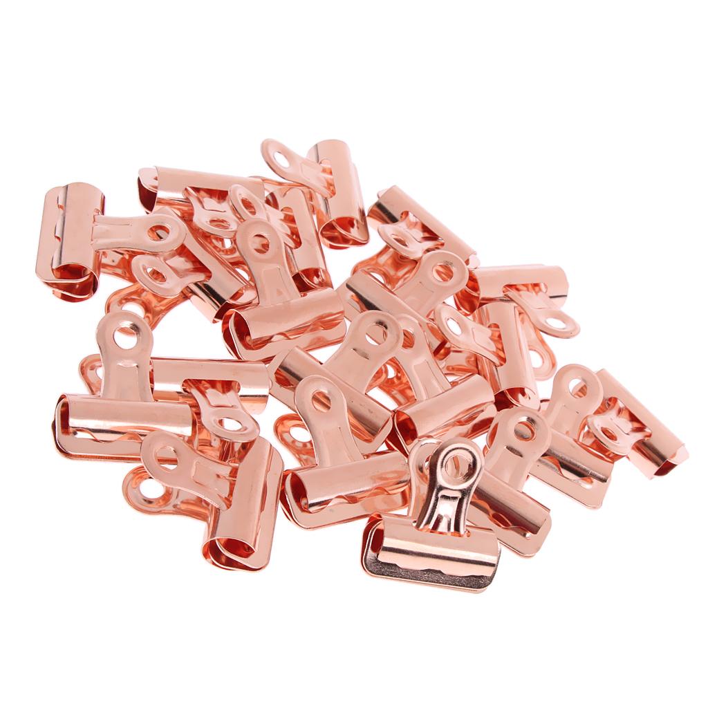 20 Pieces 25mm Metal Bulldog Clips Letter Grip Clips Office Supply -Rosy Red