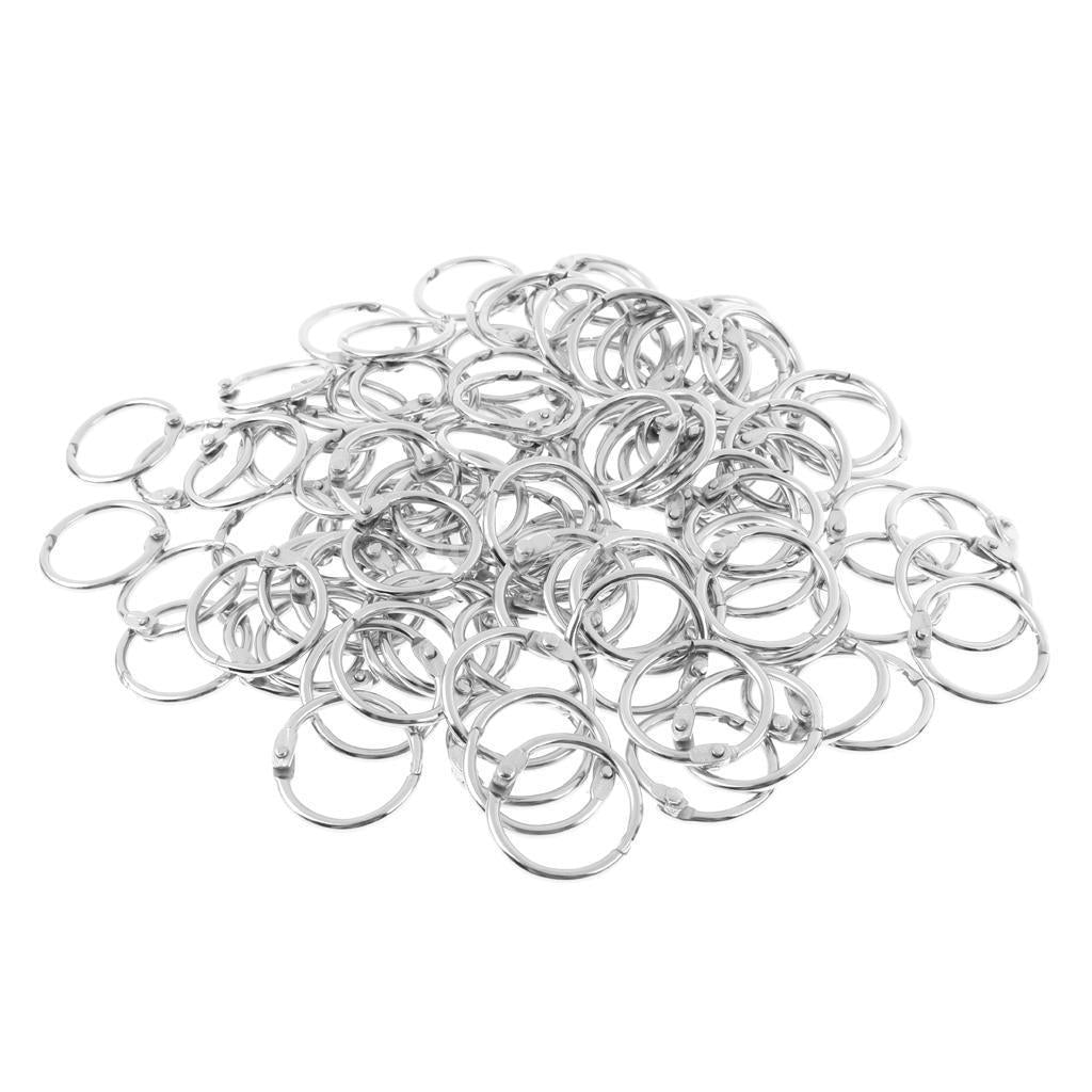 100 Pieces Nickel-Plated Metal Book Loose Leaf Binder Rings Clip 1" Diameter