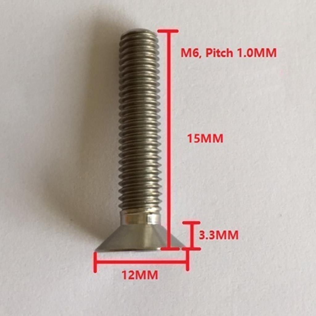 5 Pieces Hex Socket Flat Head Cap Screws Bolts, M6*15, Titanium Alloy