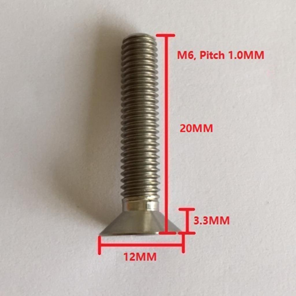 5 Pieces Hex Socket Flat Head Cap Screws Bolts, M6*20, Titanium Alloy