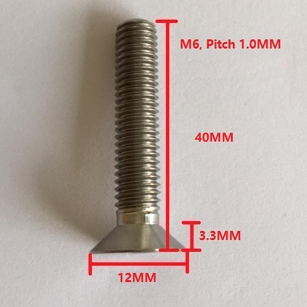 5 Pieces Hex Socket Flat Head Cap Screws Bolts, M6*40, Titanium Alloy