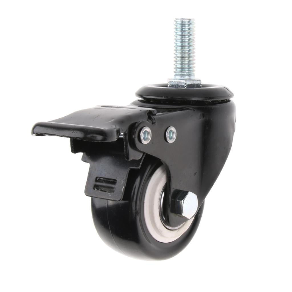 2-inch Plate Swivel Caster Wheel with Brake M8 Thread Stem for Rack Shelf