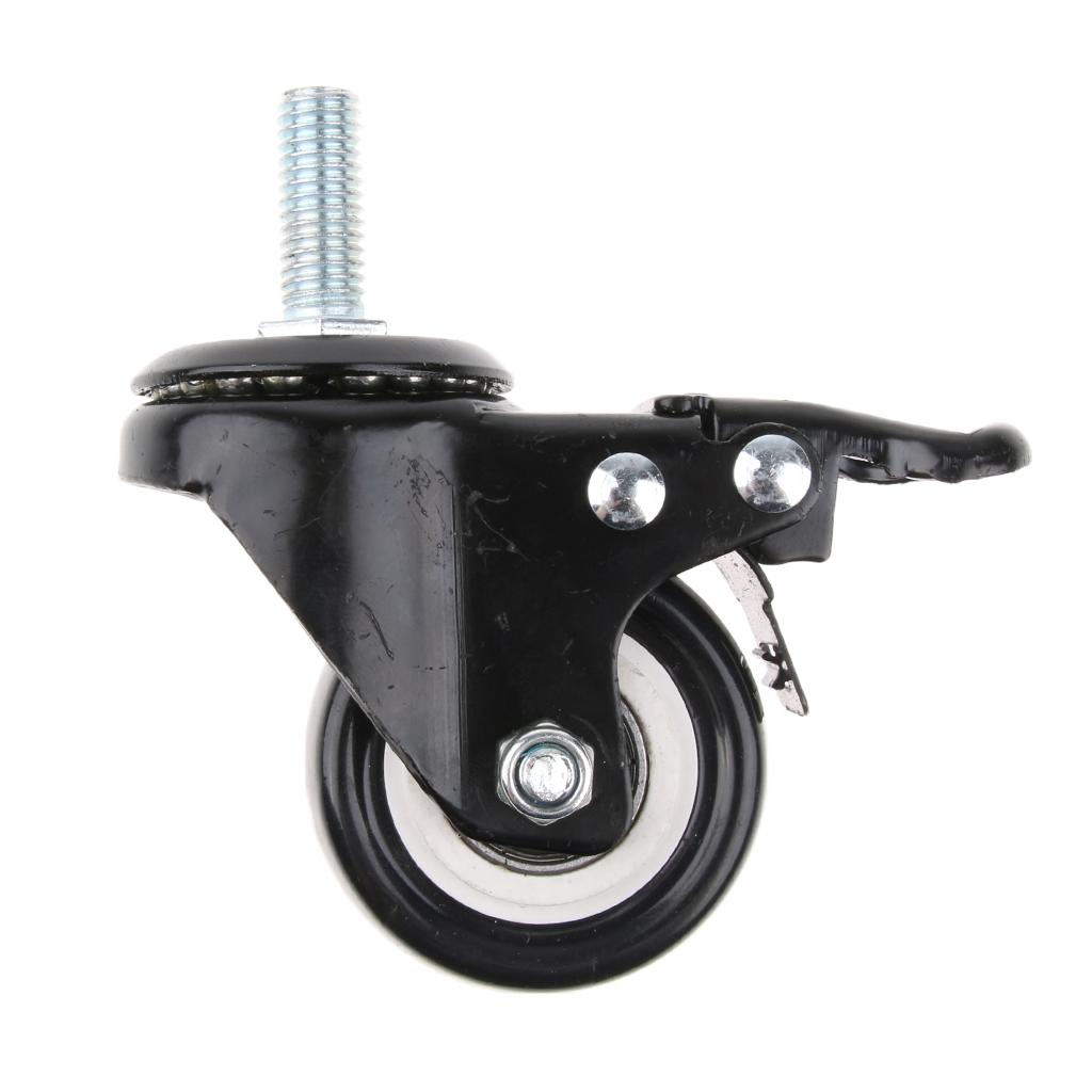 2-inch Plate Swivel Caster Wheel with Brake M8 Thread Stem for Rack Shelf