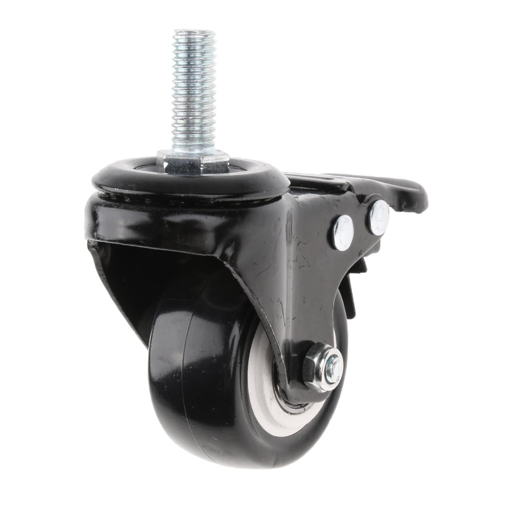 2-inch Plate Swivel Caster Wheel with Brake M8 Thread Stem for Rack Shelf