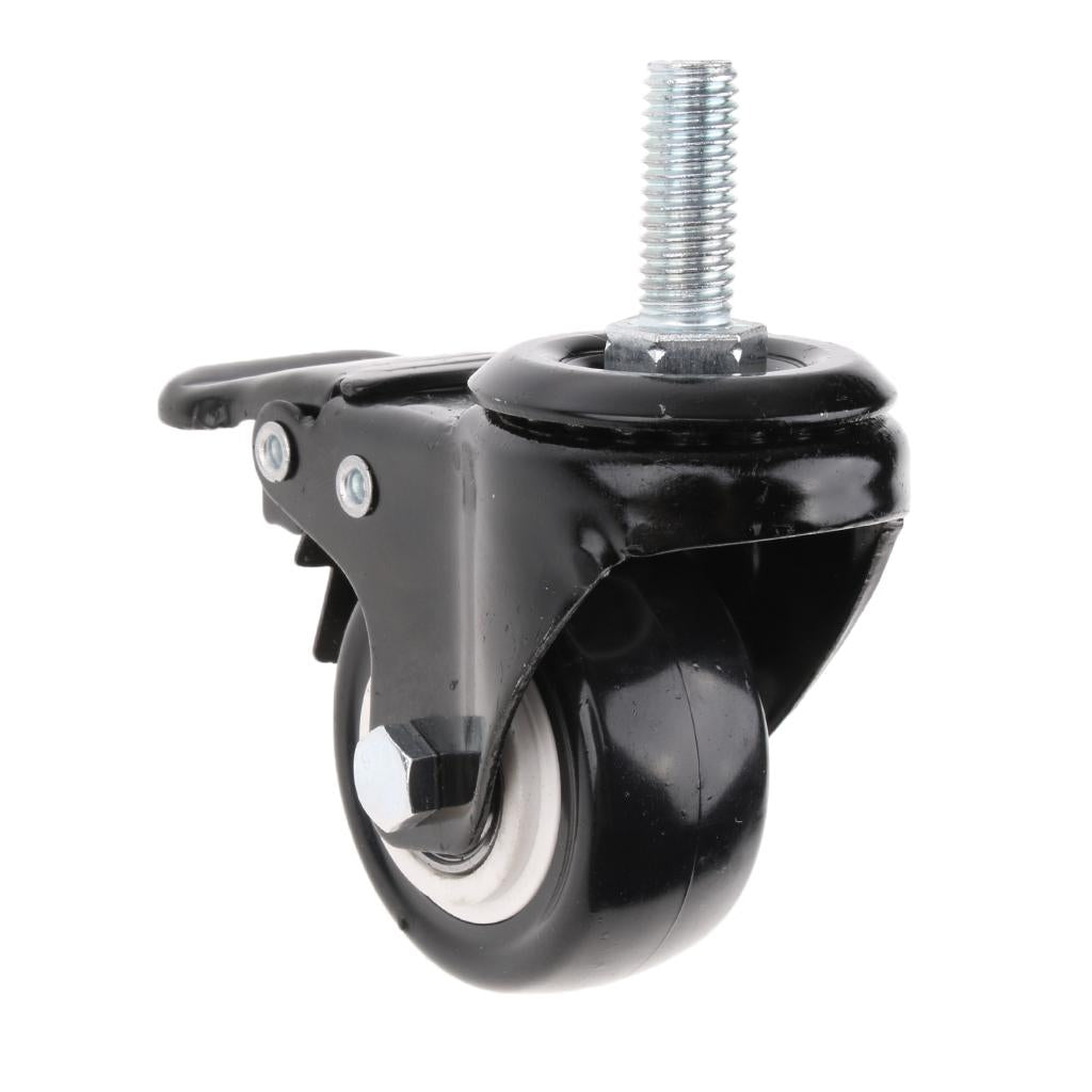 2-inch Plate Swivel Caster Wheel with Brake M8 Thread Stem for Rack Shelf