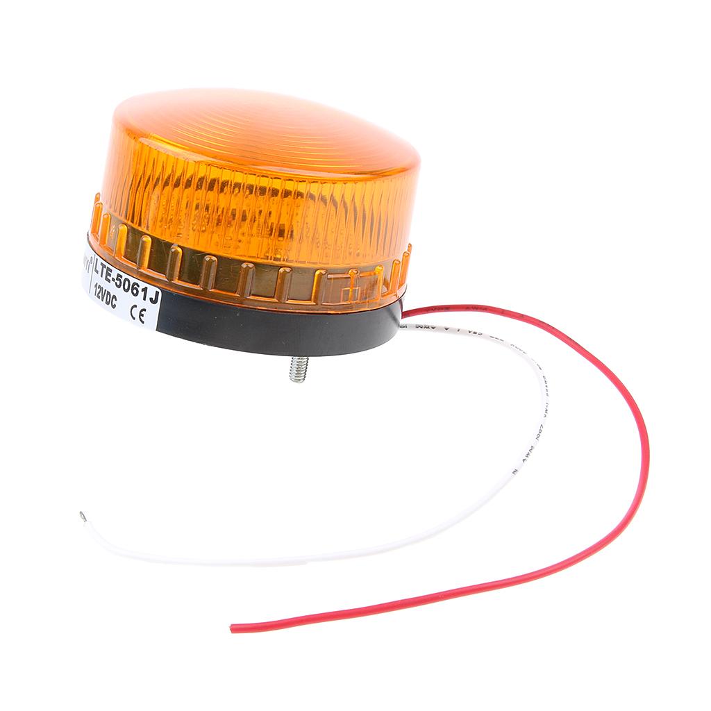 12V Warning Light Round Signal Beacon Yellow Single stroboscopic light mode, with Audible Alarm sound