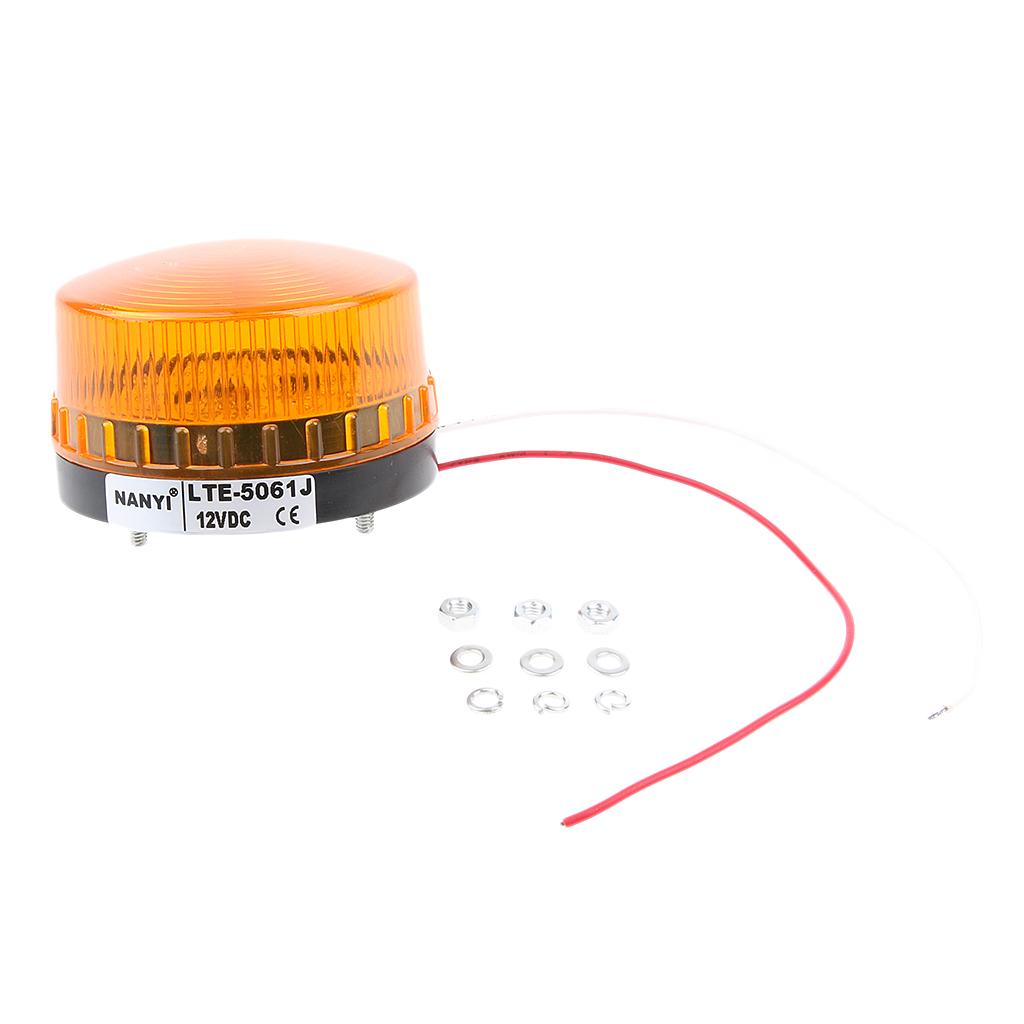 12V Warning Light Round Signal Beacon Yellow Single stroboscopic light mode, with Audible Alarm sound