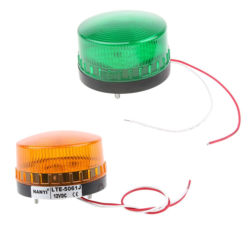 12V Warning Light Round Signal Beacon Yellow Single stroboscopic light mode, with Audible Alarm sound