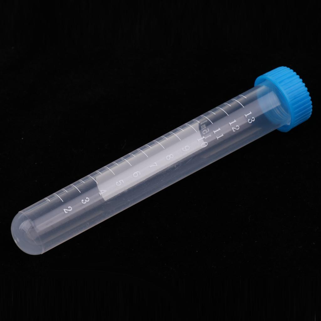 10Pcs Plastic Graduated Cylinder Centrifuge Tube Laboratory Test w/ Lid 15ml