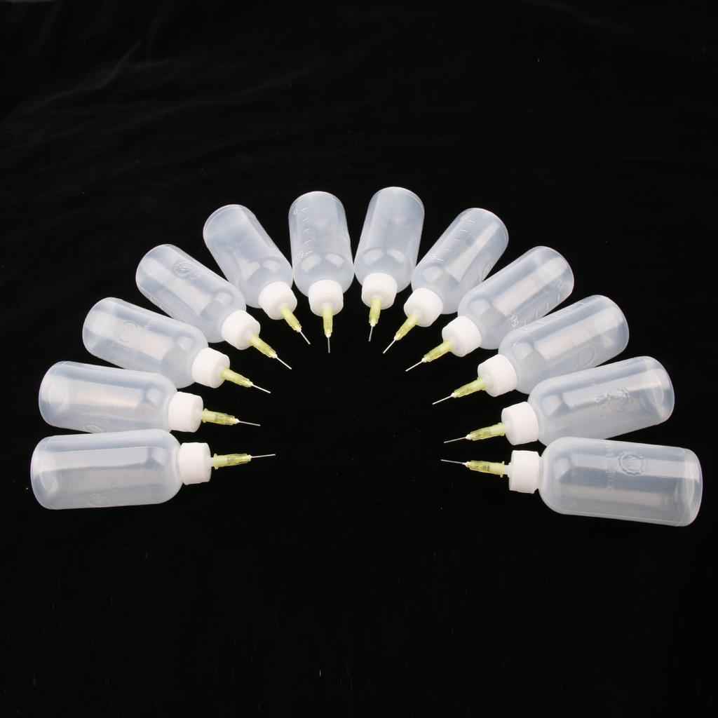 12pcs 50ml Glue Applicator Bottle Precision Needle Tip Liquid Dropper Bottle