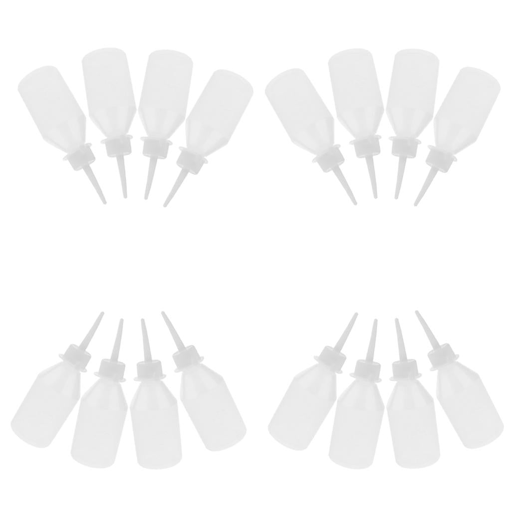16pcs 100ml Clear White Glue Applicator Bottle Long Tip with Cap