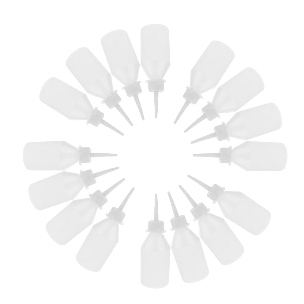 16pcs 100ml Clear White Glue Applicator Bottle Long Tip with Cap