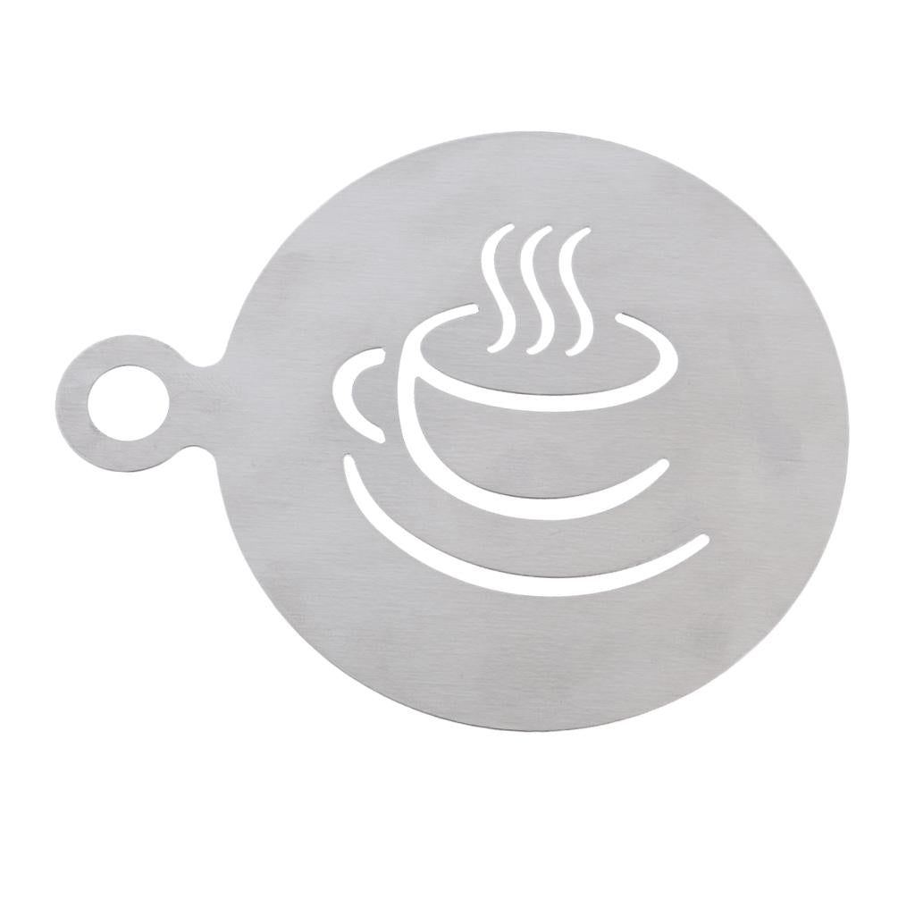 Stainless Steel Coffee Pattern Template Cappuccino Plate Coffee Gadget -Cup