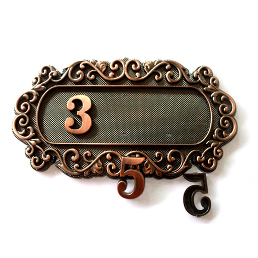 ABS Plastic Retro Detachable Address House Number Sign Plaque Door Plate A