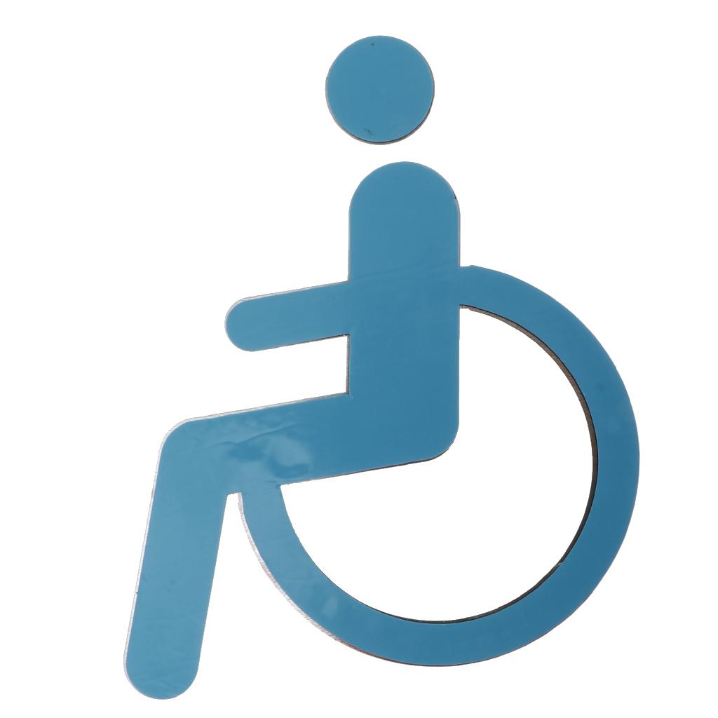 Symbol Sign Wheelchair Toilet Acrylic Adhesive Handicap Wall Decal Sign for Unisex Bathroom Restroom Door Symbol Silver